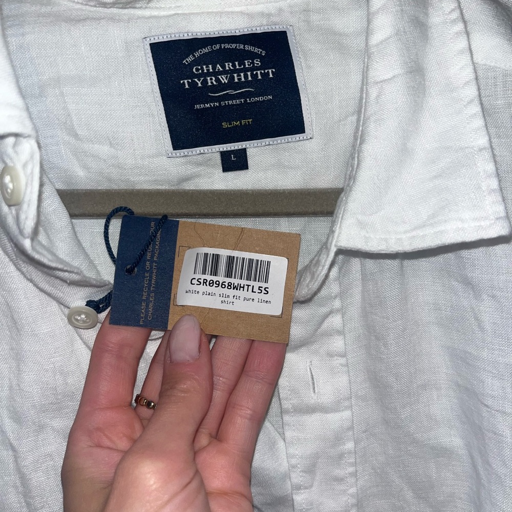 NWT Charles tyrwhitt slim fit pure linen shirt - Picture 2 of 2